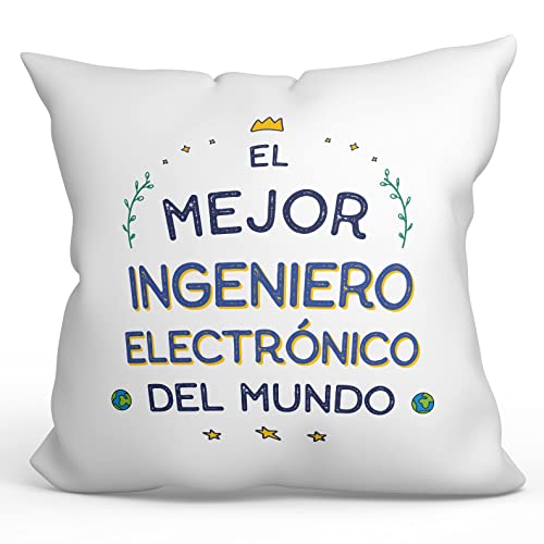 MUGFFINS Almofada 40 x 40 cm para engenheiro eletrónico homem enchimento incluído - em espanhol - melhor do mundo - presente original e divertido