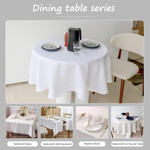 Simple&Opulence Textured Tablecloth 100% Linen Table Cloth, Kitchen Dinning Tabletop Decoration, for Outdoor and Indoor Use (Round White, 60") by Simple&Opulence - Image 3
