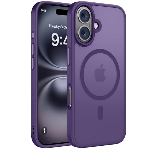 Image of Miracase Magnetic Series for iPhone 16 Case [Compatible with MagSafe] Military-Grade Protection, Anti-Fingerprint, Slim Phone Case for iPhone 16 6.1 inch - Deep Purple