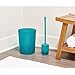 iDesign Finn Round Plastic Trash, Compact Waste Basket Garbage Can for Bathroom, Bedroom, Home Office, Dorm, College, Teal