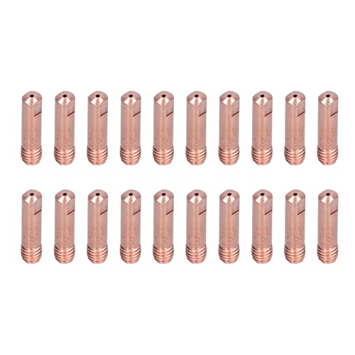 20pcs puntas de soldadura boquillas de cobre hecha hilo liso mejorada conductividad de larga duración para CO2 MIG Piezas de reemplazo de pistola de soldadura 15AKX0.9 Tamaño