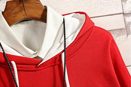 Hello MrLin Men's Techwear Hip Hop Hoodie Japanese Streetwear Patchwork Urban Jumper, Red, XXL
