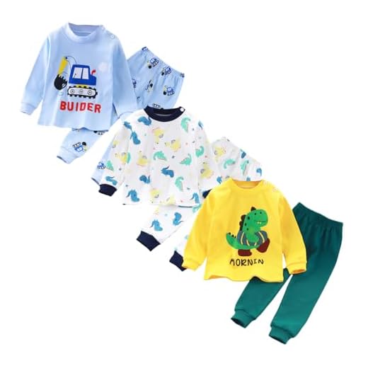 XM-Amigo 3 Juego de Pijamas de algodón de Dibujos Animados para niños Pijama de algodón para Ropa Interior de Cuatro Estaciones Juego para niños (tamaño de la Etiqueta: 120/75) 5 años