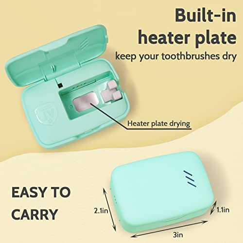 gfu toothbrush sanitizer case rechargeable portable toothbrush cleaner fits for all toothbrushes head used for home travel camping business trip green