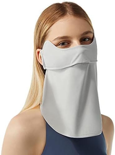 OHRAIN Neck Gaiter Face Scarf Cover Sun Protection Balaclava Cloth Bandanas with Ear Loops 19SSF018, Light Grey