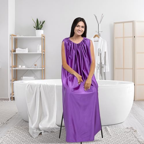 Suhine 2 Pcs Yoni Steam Gown Robe Sauna Cloak Sauna Steam Kit for Bath Home Spa, Hair Salon (Rose,Purple)
