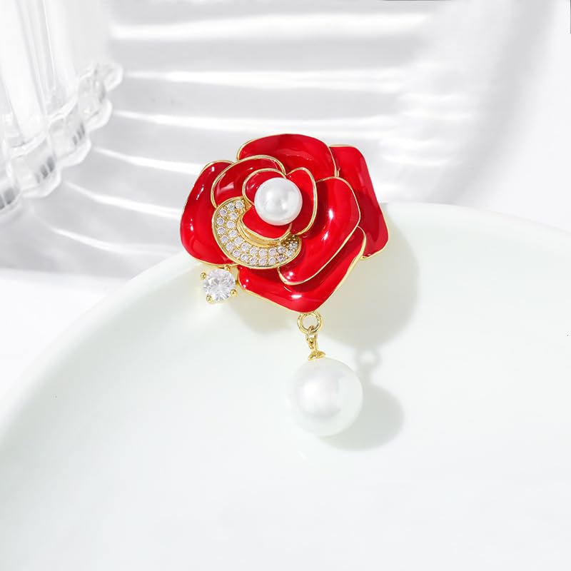 Image of Flower Brooch for Women Rhinestone Flower Brooch Pins Floral Brooches Jewelry Gift for Mom Wife