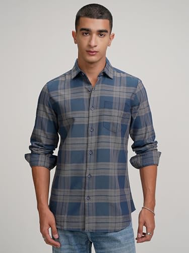 Image of Highlander Men's Slim Fit Check Shirt for Men | Checks Shirt | Long Sleeves | Regular Collar | Men Shirts | Shirts for Men