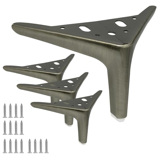 Kyuionty 4 inch/10cm Metal Furniture Legs Set of 4, Antique
