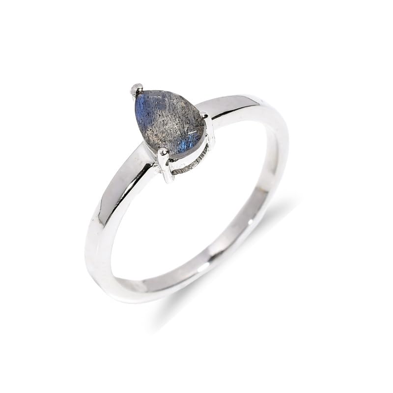 Bague Labradorite poire en argent 925 le cadeau d'anniversaire fait main idéal