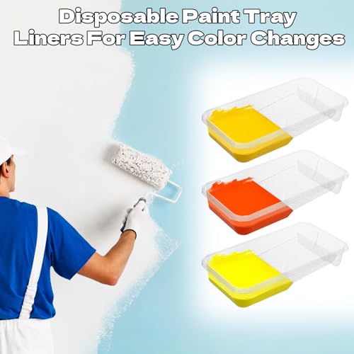 Farbe Tray, 4 Zoll Kunststoff Farbe Tray mit 20 Stück Farbe Pan Liners, Einweg-Farbe Tray, Farbe Rolle Tray, Transparente Farbe Tray Liners für Malerei
