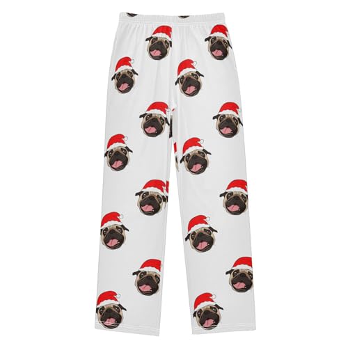 Boys' Pants Christmas Animal Dog Cute Puppy Pug Long Bottoms Jogger Pants Elastic Waist Trousers with Pockets S-XL