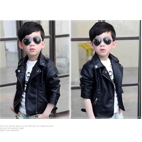 Boys Girls Black Leather Jacket Motorcycle Faux Leather Coat2