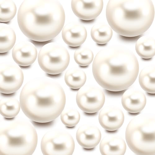 Vase Filler Beads 100PCS White Floating Bead for Centerpieces Vases Fake Pearl for Floating Candles Wedding Table Birthday Theme Party Home Decor Makeup Brush Beads No Hole 20/14/10mm