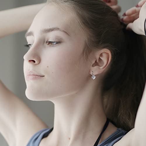 Heart Dangle Earrings Silver Earrings Hypoallergenic Heart Huggie Hoop Earring for Women Cute Earrings for Teen Gilrs4