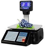 Báscula Digital Comercial con calculadora de Precios, báscula electrónica de código de Barras, Caja registradora con 63 accesos directos, Capacidad de 30 kg, para supermercados