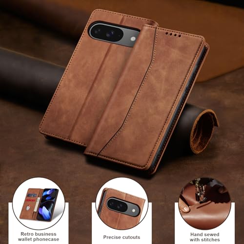 Image of Jasonyu Flip Wallet Case for Google Pixel 9 /9 Pro,Brown