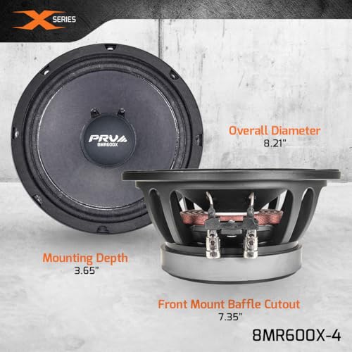 PRV AUDIO 8 Inch Midrange Speaker 8MR600X-4, 600 Watts 4 Ohm, 2 in Voice Coil, X-treme Mid Range Loudspeaker for Pro Car Audio Systems (Single) by PRV AUDIO - Image 4