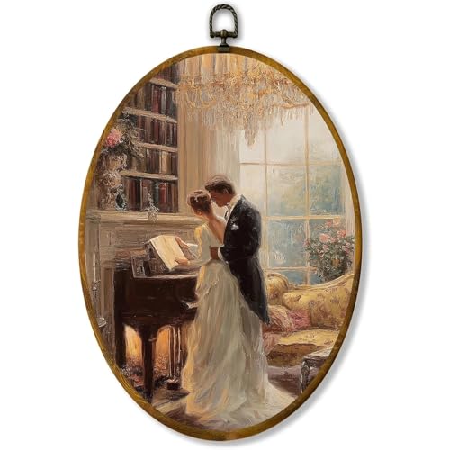 zewepri Love Story Art for Wedding Romantic Vintage Wall Art Canvas, 8.611.4 High-Density with Pre-Installed Hook, Perfect for Bedroom, Living Room, Study, or Wedding Gift