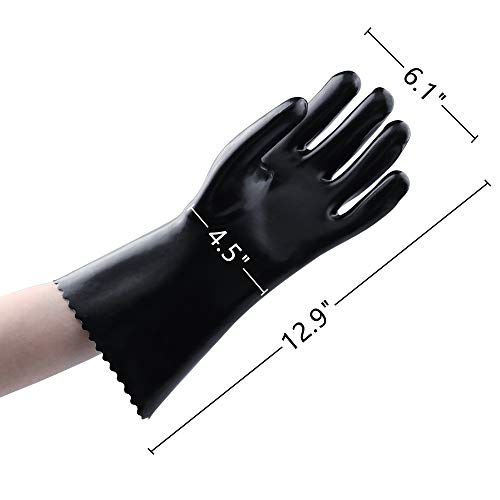 Image of Creole Feast TG1305 Heat-Resistant BBQ Oven Gloves, Waterproof and Heavy-Duty Insulated Mitts, Perfect for Grilling, Fryer, Cooking and Baking, Black