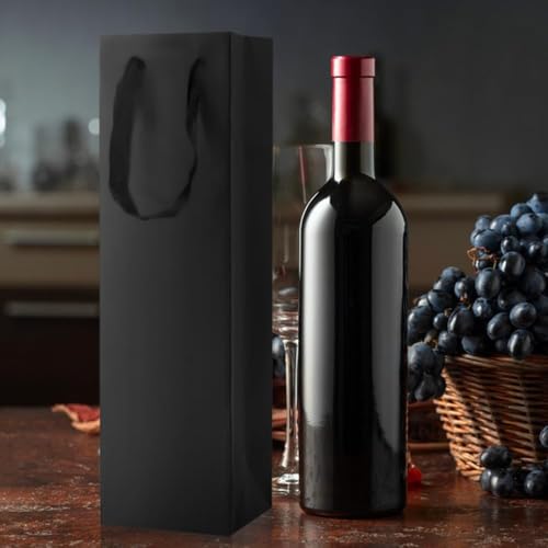 Miniatura 5 de Aoreun Bolsas Para Botellas, 15 Piezas Bolsas De Papel Kraft Para Botellas Con Asa Packaging, Para Fiestas, Bolsa De Regalo Para Vino 11 X 9 X 35 Cm Negro