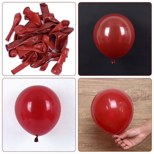 Image of RUBFAC 129pcs Ruby Red Balloon Arch Kit, Different Sizes 18 12 10 5 Inches Cherry Red Burgundy Balloons for Garland Birthday Wedding Party Decorations