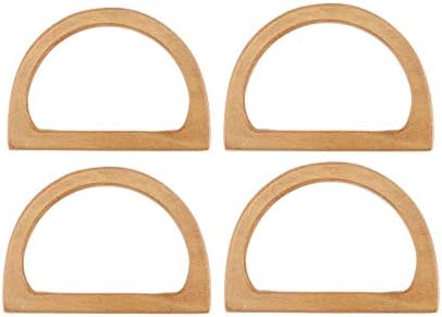 2 Pairs Wooden D Shape Bag Handle Purse Handle Replacement Accessories for Handmade Beach Bag Handbags Straw Bag Purse Shopping Bag Handles