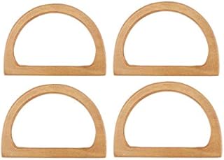 2 Pairs Wooden D Shape Bag Handle Purse Handle Replacement Accessories for Handmade Beach Bag Handbags Straw Bag Purse Shopping Bag Handles