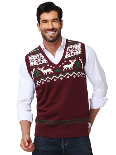 Men Christmas Sweater Vest V Neck Ugly Xmas Holiday Knit Sleeveless Pullover 6 Men Christmas Sweater Vest V Neck Ugly Xmas Holiday Knit Sleeveless Pullover - Image 7
