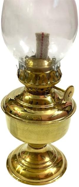 Decorative Brass Oil Lamp with Glass Chimney – Tabletop Kerosene Lantern for Home & Patio Décor