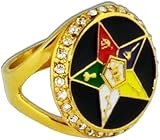 Mason Zone™ Order of the Eastern Star Ring - Gold Color Black Orb Steel Band with OES Symbol. Masonic Rings/OES Jewelry (9)