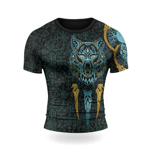 Viking Compression Shirts Men Short Sleeve Rash Guard Base Layer Athletic Fit for BJJ MMA Jiu Jitsu Workout2