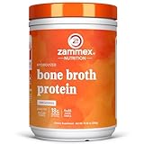 Zammex 100% Grass-Fed Beef Bone Broth Protein Powder, 20G Protein, Hydrolyzed Collagen Peptides Type 1&3, Supports Healthy Skin, Nails, Hair, Joints, Non-GMO, Gluten Free, Paleo & Keto Friendly