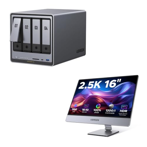 Image of UGREEN NAS DXP4800 Pro 4-Bay Bundle 16 Inch 2.5K Portable Monitor with Magnetic Stand for Work & Gaming
