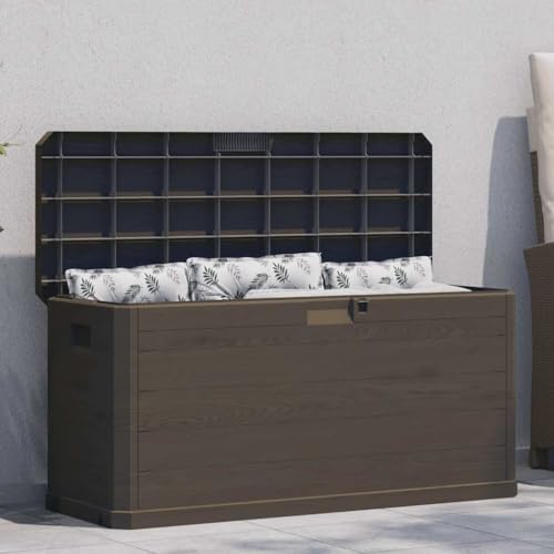 Miniatura 2 de Vidaxl Caja De Almacenamiento De Jardín, Baúl Para Cojines Almohadas Mantas, Cofre De Herramientas, Caja Para Patio Terraza, 280 L Marrón