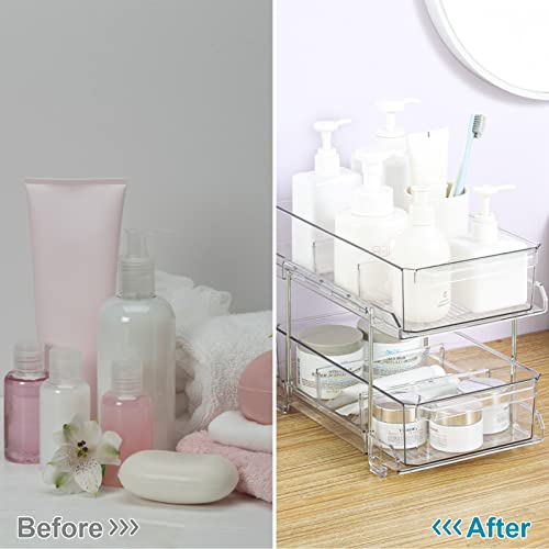 image for stusgo Two Pack 2 Tier Clear Organizer with Dividers,Acrylic Storage U