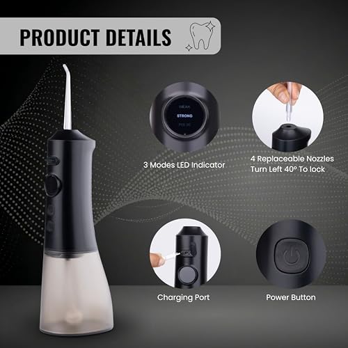 Image of Water Flosser Cordless for Teeth, Portable Oral Irrigator, Cordless Water Dental Flosser Teeth Cleaner, IPX5 Waterproof Teeth Cleaner with 300ml Detachable Water Tank (003)