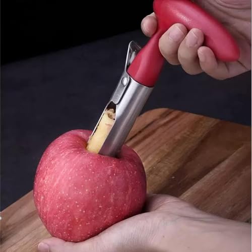 Miniatura 6 de Descorazonador De Manzanas,Resistente Utensilio Descarnador De Frutas - Hoja De Acero Inoxidable Con Empuñadura Cómoda - Multifuncional Perfecto Para Eliminar Torsos Manzanas Y Otras Frutas Rojo