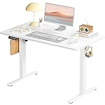 Standing Desk, Adjustable Height Electric Sit Stand Up Down Computer Table, 40x24 Inch Ergonomic Rising Modern Lift Motorized Gaming Desktop Workstation for Work Home Office, White