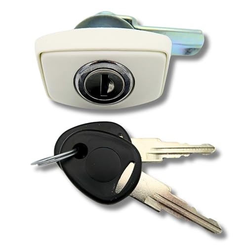 Generico Serrure pour camping-car et caravanes FAP – Idéal pour coffre et porte à gaz – 38 x 56 mm – Blanc avec cylindre FAP New System et 2 clés...
