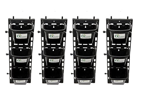 Image of Bio Blooms Agro India Private Limited Bio Blooms Agro India Plastic Vertical Hanging Pots | Wall Garden Hanging Set Of 4 Panel & 12 Planter Pots | Black