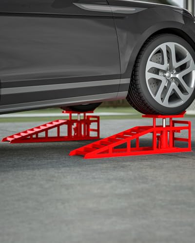 Hydraulic Car Ramps, 5T 11000lbs Low Profile Car Lift Service Ramps Truck Trailer Garage, 4-Position Adjustment, Lift Height 11.61-16.21 inches