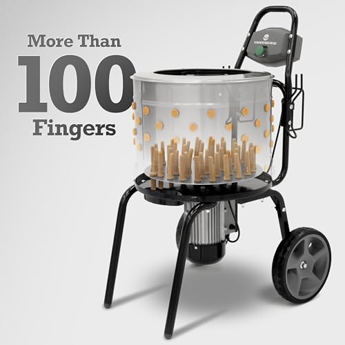 Yardbird 44204 Chicken Plucker, Easy On/Off Button, Integrated Hose and Cord Hooks, 20" Stainless Steel Tub, 1.2 HP Motor, 111 Natural Soft Fingers, Integrated Irrigation Ring and Included Y-Valve