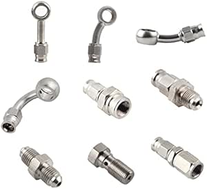 AN-3 Adattatore per Tubo Freno Banjo, Diametro Foro Occhio Banjo 10,2 Mm Acciaio Inossidabile 90° Raccordo Banjo Ricambi Auto Accessori per Automobili