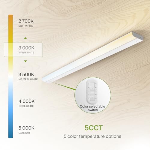 Image of ASD LED Under Cabinet Lighting Hardwired, 48 Inch 24W 2700K-5000K Selectable, 2087LM, CRI90+, Direct Wire Linkable Under Counter Lights for Kitchen, Dimmable Under Cabinet Lights, White, UL Certified