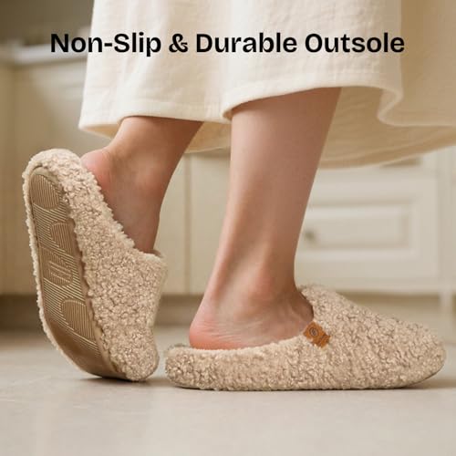 EverFoams Women's Mule Slippers Comfy Warm Shearling Lightweight Breathable Memory Foam Anti-Slip House Shoes - Image 5