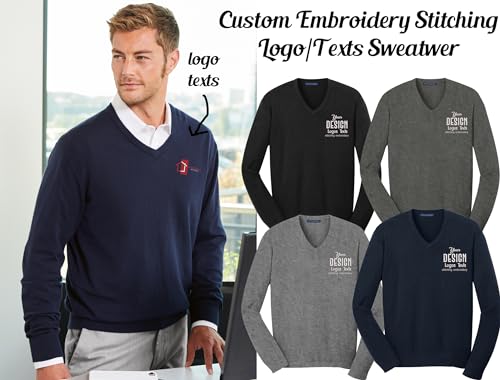 Ink Men Sw285 Custom Embroidery Personalized Texts Logo V-Neck Comfy Sweater3