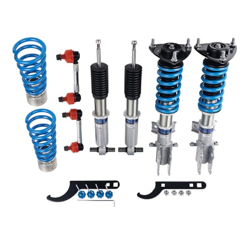 FAPO PS+ Coilovers for Ford Mustang S550 2015-2023 2.3T 5.0T, 16 Level Damping Mono-Tube Adjustable Height Lowering Suspension Strut Kits(Blue)