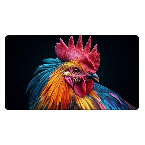 Alfombrilla Ratón XXL Alfombrilla Escritorio 600x300mm Mouse Pad Mejora la Precisión y la Velocidad con Base de Goma Antideslizante y Bordes Cosidos Duradera Cómoda, Juegos (Gallo Animal) xR8-147