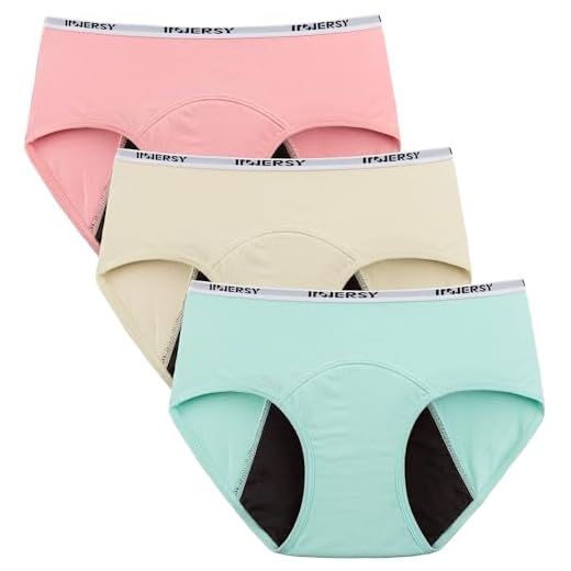 INNERSY Bragas Menstruales Niña Ropa Interior Protección Algodón Braguitas Regla 8-16 Años Pack de 3 (10-12 Años, Brillante)